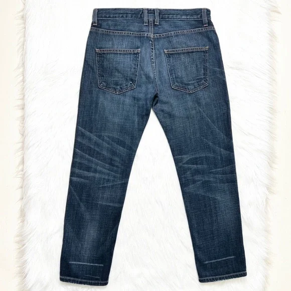 SOLD-Current/Elliott Distressed Medium Wash Cropped Slouchy Boyfriend Jeans - Picture 5 of 12